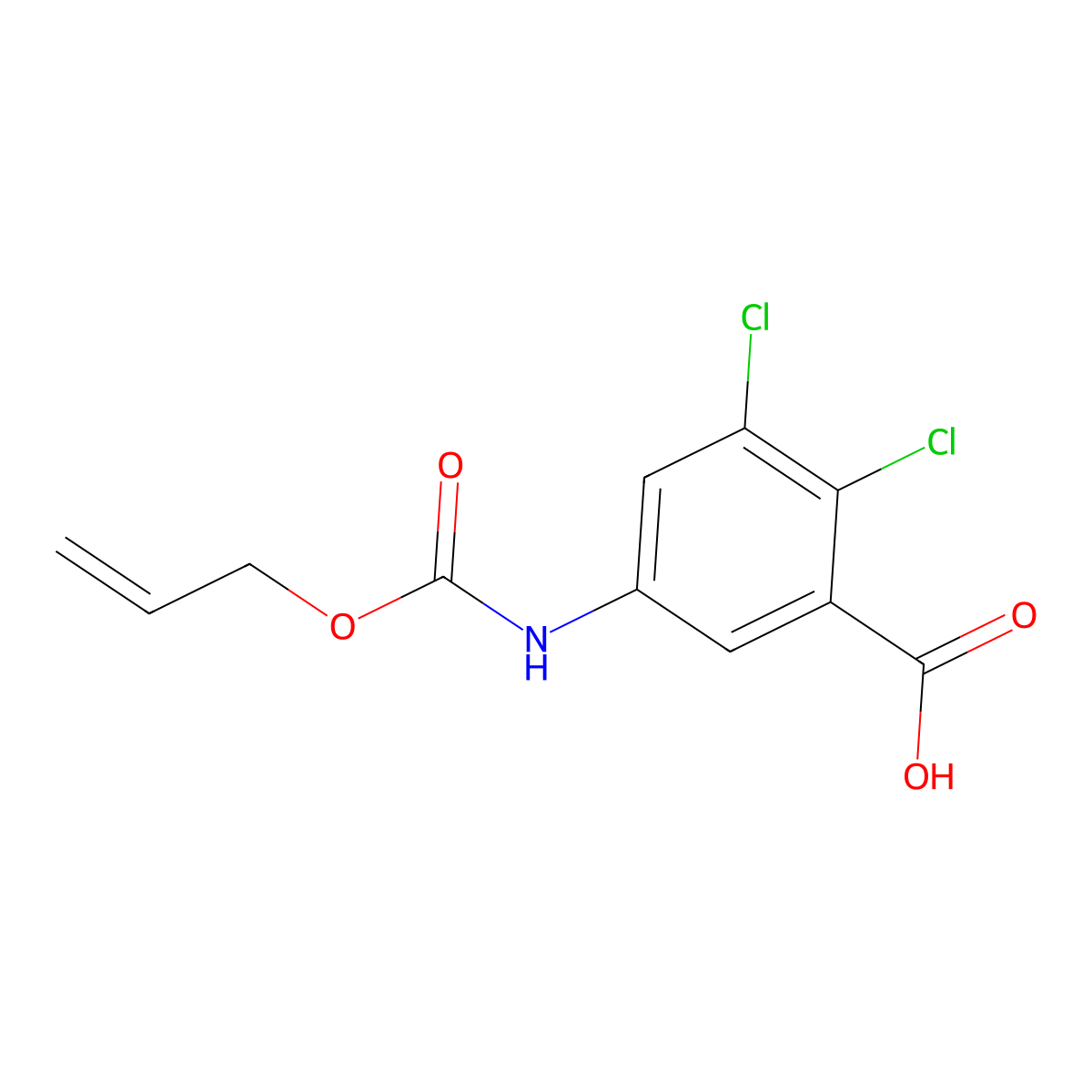 2,3-Dichloro-5-{[(prop-2-en-1-yloxy)carbonyl]amino}benzoic acid molecular structure, CAS 2680839-67-0
