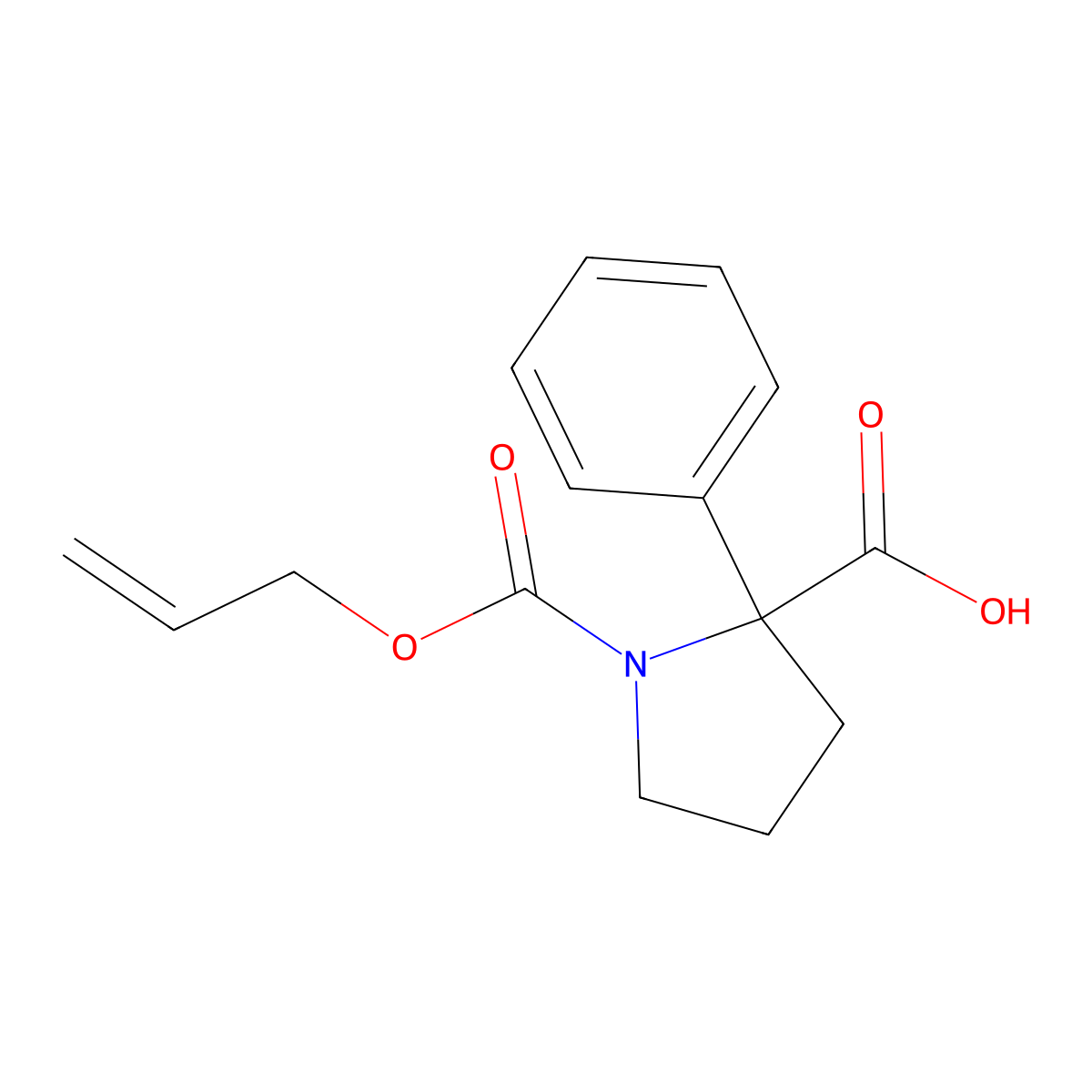 2-Phenyl-1-[(prop-2-en-1-yloxy)carbonyl]pyrrolidine-2-carboxylic acid molecular structure, CAS 2680839-68-1