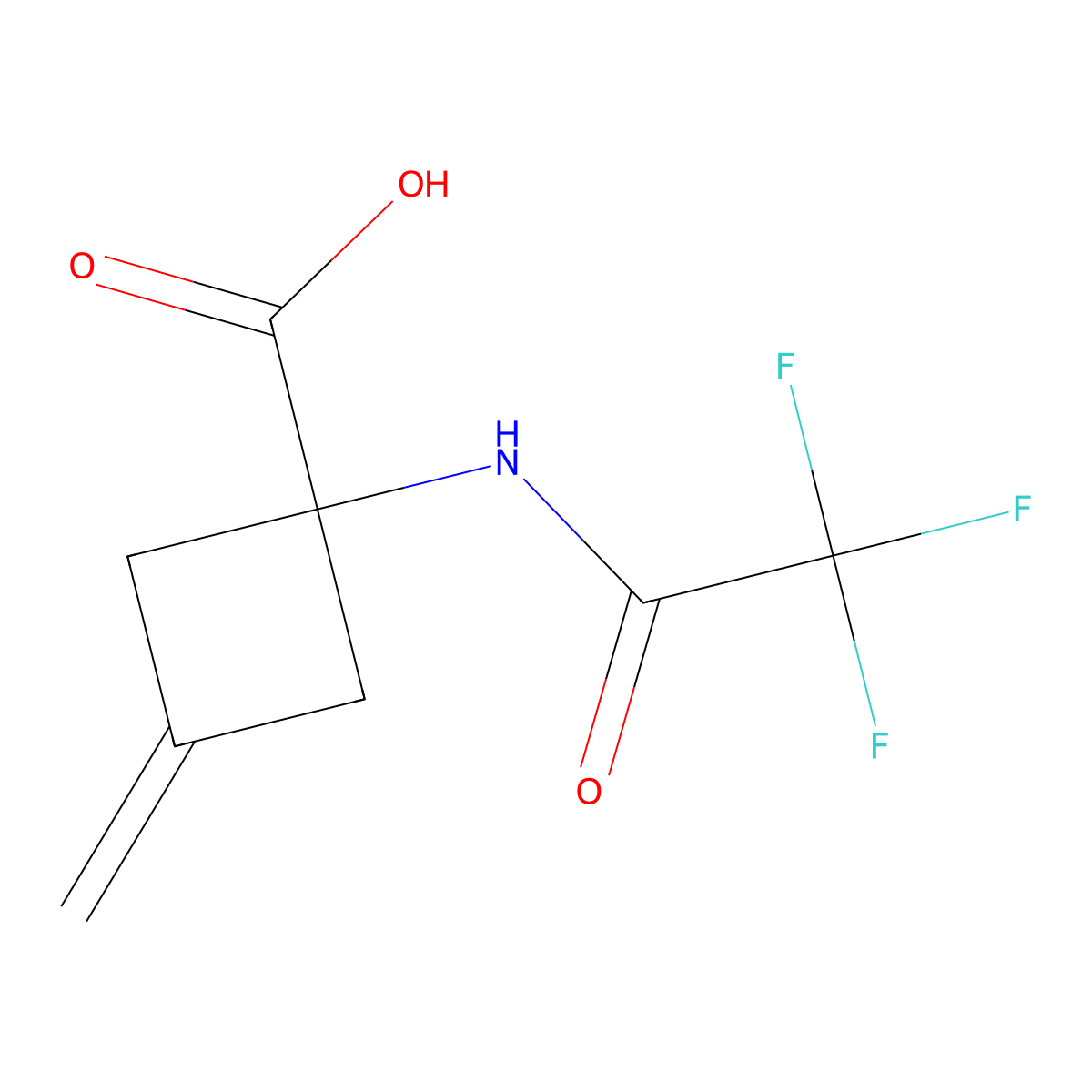3-Methylidene-1-(2,2,2-trifluoroacetamido)cyclobutane-1-carboxylic acid molecular structure, CAS 2680839-77-2