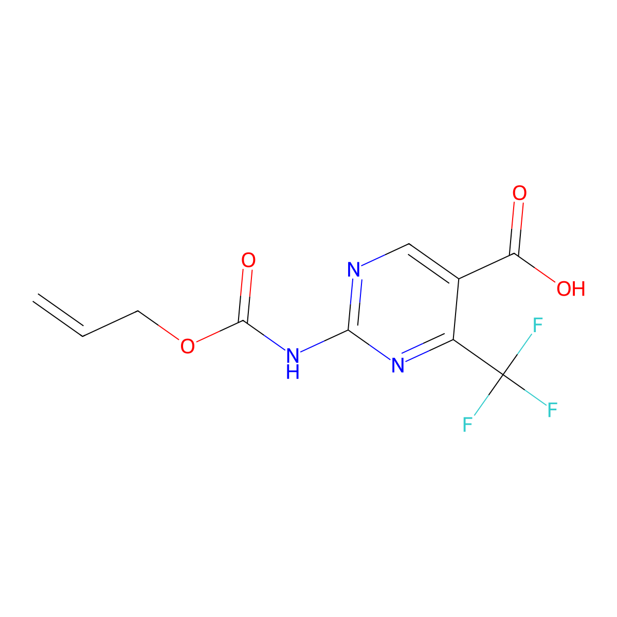 2-{[(Prop-2-en-1-yloxy)carbonyl]amino}-4-(trifluoromethyl)pyrimidine-5-carboxylic acid molecular structure, CAS 2680839-78-3
