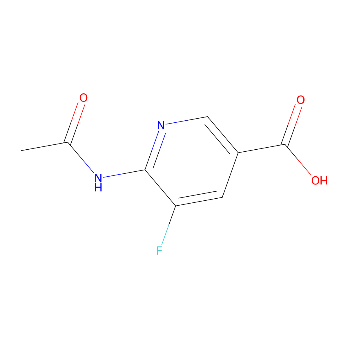 6-Acetamido-5-fluoropyridine-3-carboxylic acid molecular structure, CAS 2680839-92-1