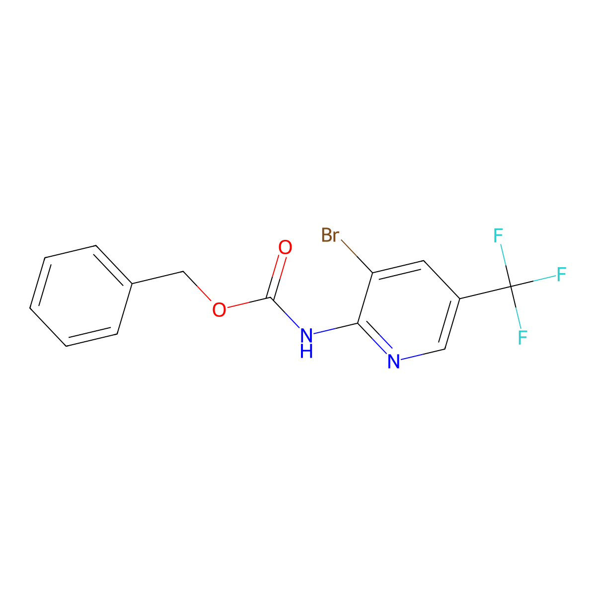 benzyl N-[3-bromo-5-(trifluoromethyl)pyridin-2-yl]carbamate molecular structure, CAS 2680839-95-4