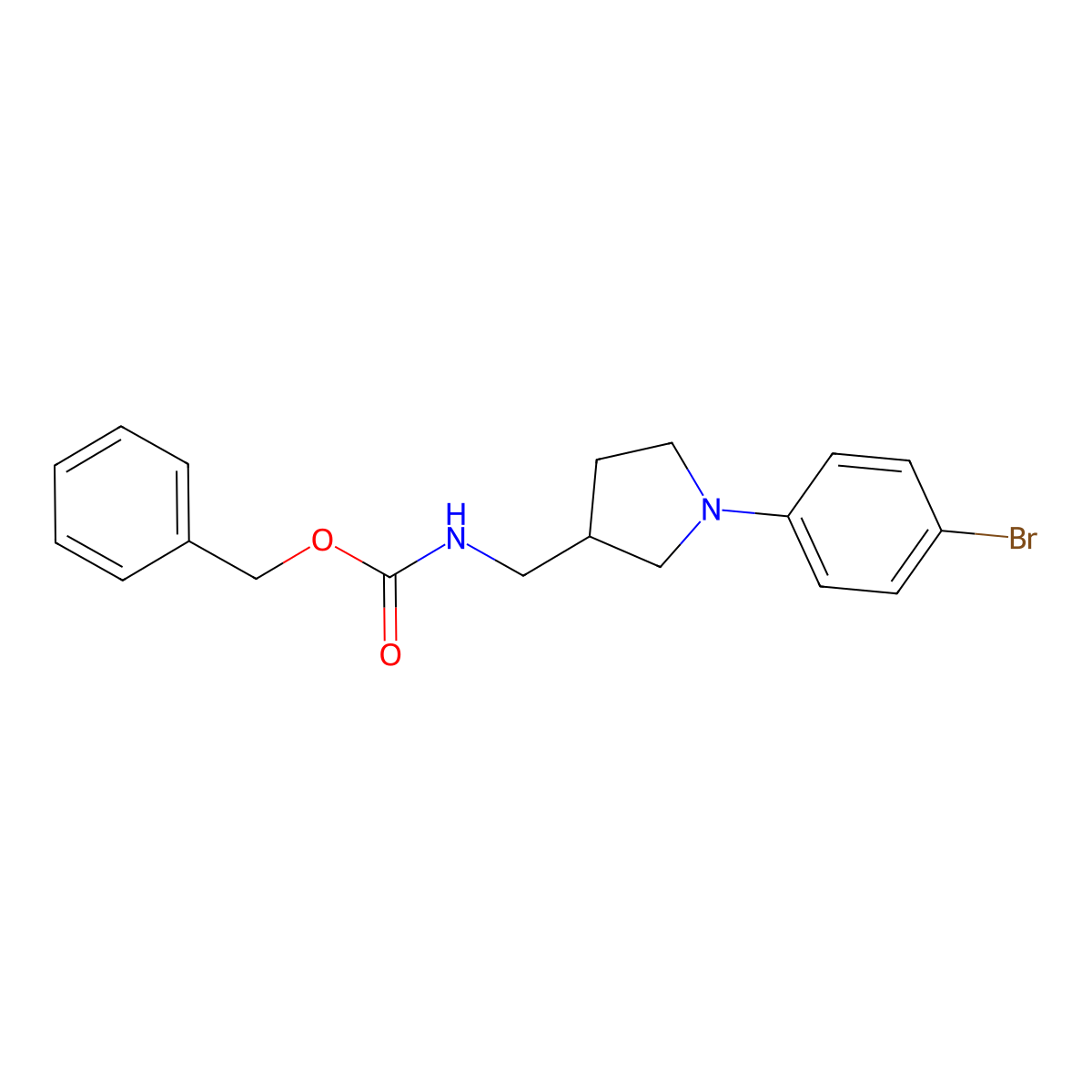 benzyl N-{[1-(4-bromophenyl)pyrrolidin-3-yl]methyl}carbamate molecular structure, CAS 2680840-03-1