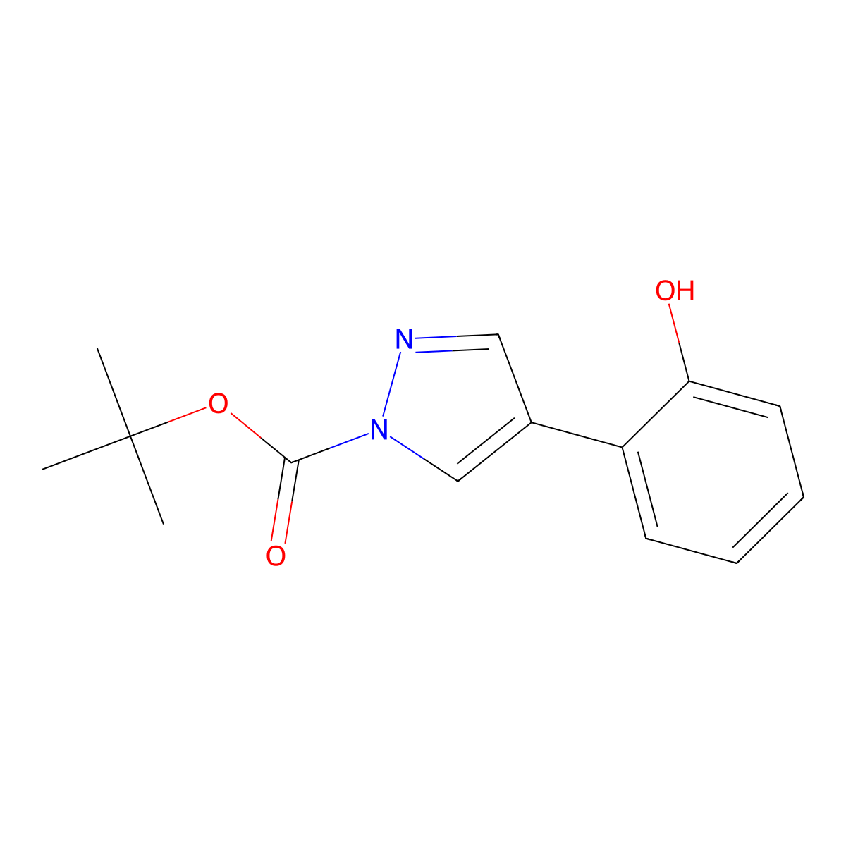 tert-butyl 4-(2-hydroxyphenyl)-1H-pyrazole-1-carboxylate molecular structure, CAS 2680840-05-3