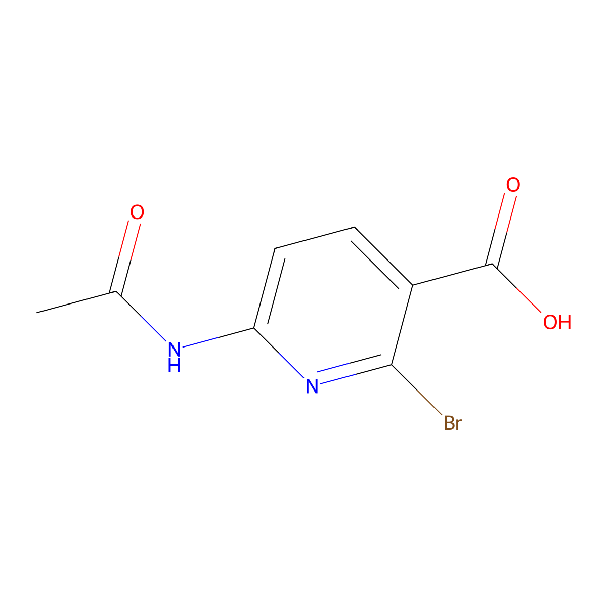 2-Bromo-6-acetamidopyridine-3-carboxylic acid molecular structure, CAS 2680840-06-4