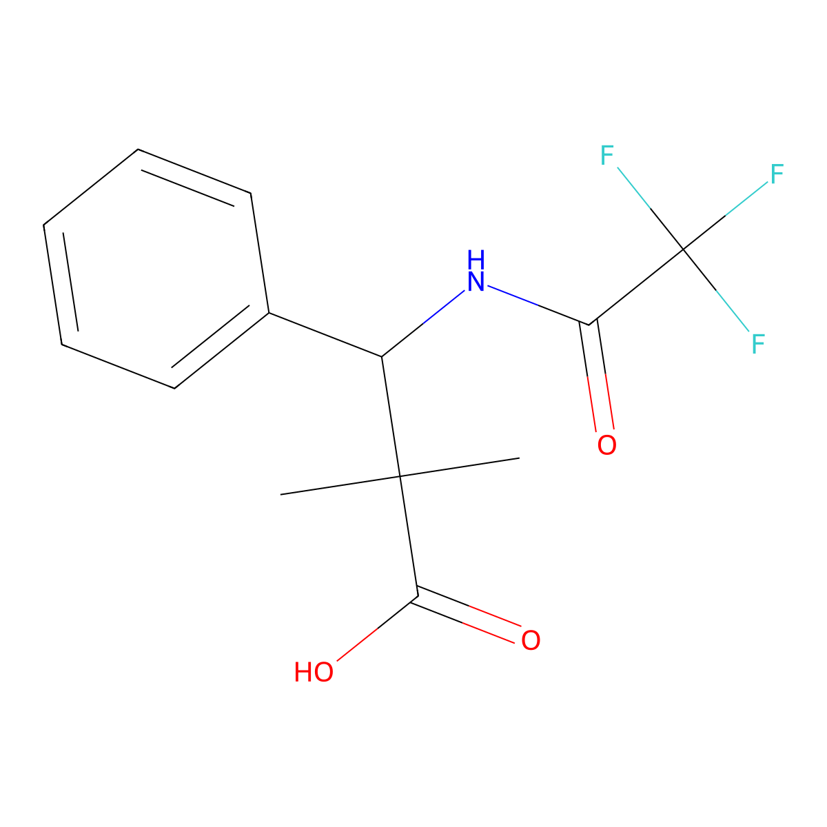 2,2-Dimethyl-3-phenyl-3-(2,2,2-trifluoroacetamido)propanoic acid molecular structure, CAS 2680840-13-3