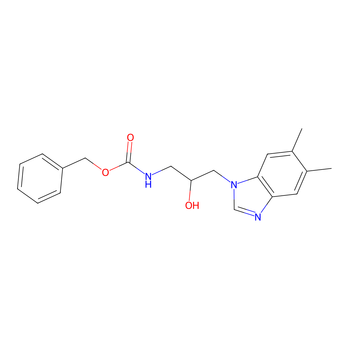 benzyl N-[3-(5,6-dimethyl-1H-1,3-benzodiazol-1-yl)-2-hydroxypropyl]carbamate molecular structure, CAS 2680840-25-7