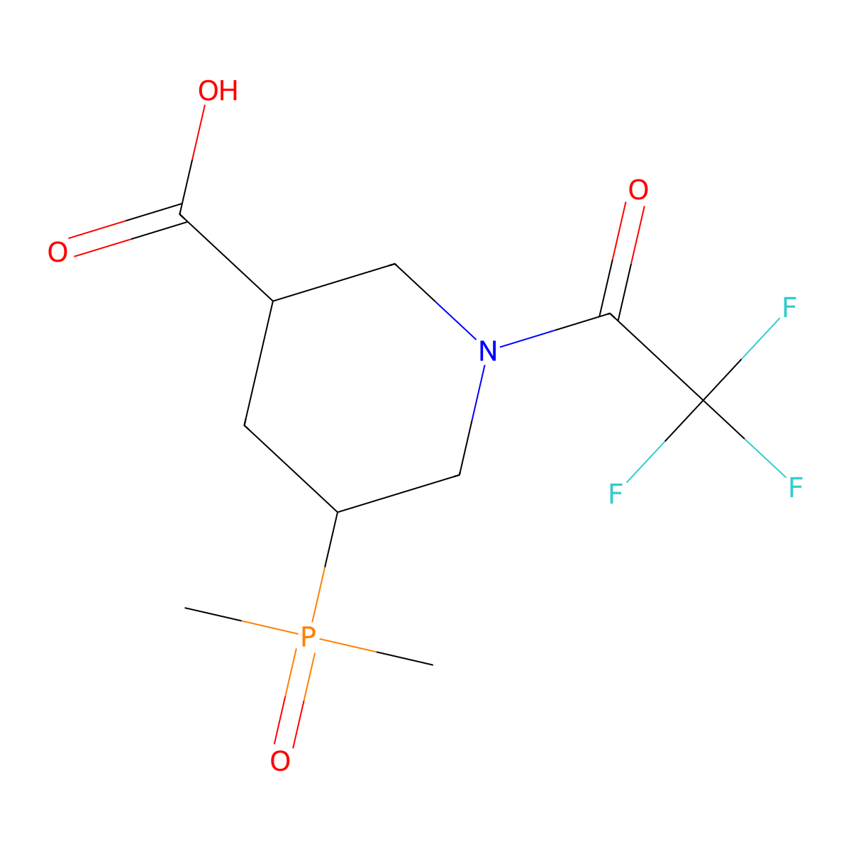 5-(Dimethylphosphoryl)-1-(2,2,2-trifluoroacetyl)piperidine-3-carboxylic acid molecular structure, CAS 2680840-27-9