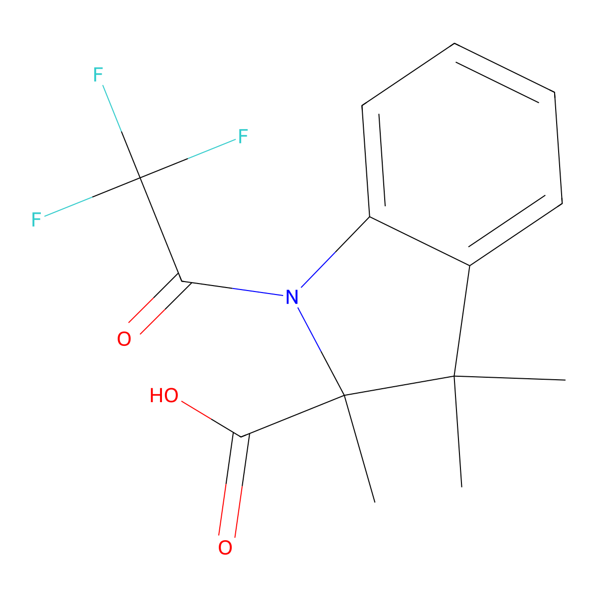 2,3,3-trimethyl-1-(2,2,2-trifluoroacetyl)-2,3-dihydro-1H-indole-2-carboxylic acid molecular structure, CAS 2680840-32-6