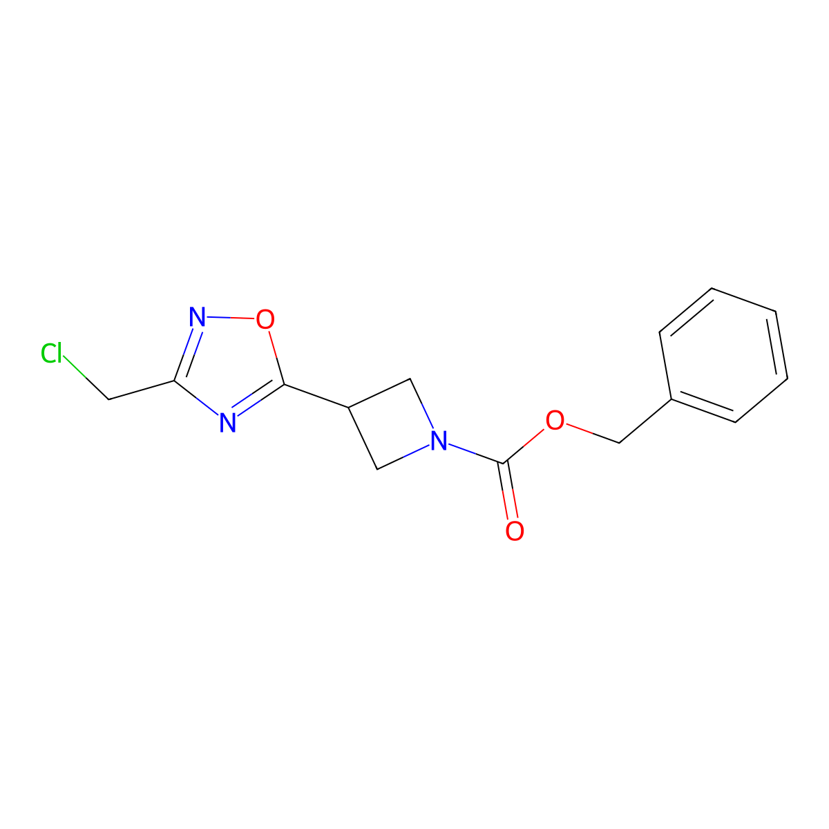 Benzyl 3-[3-(chloromethyl)-1,2,4-oxadiazol-5-yl]azetidine-1-carboxylate molecular structure, CAS 2680840-37-1