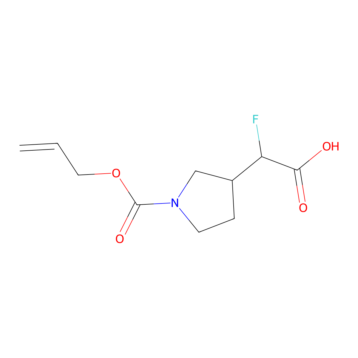 2-Fluoro-2-{1-[(prop-2-en-1-yloxy)carbonyl]pyrrolidin-3-yl}acetic acid molecular structure, CAS 2680840-38-2