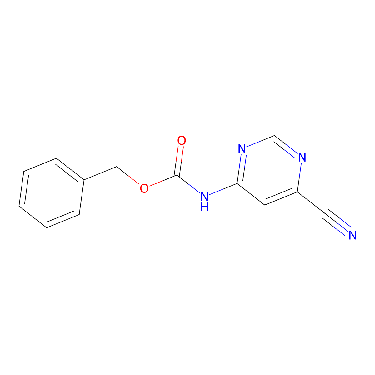 benzyl N-(6-cyanopyrimidin-4-yl)carbamate molecular structure, CAS 2680840-39-3