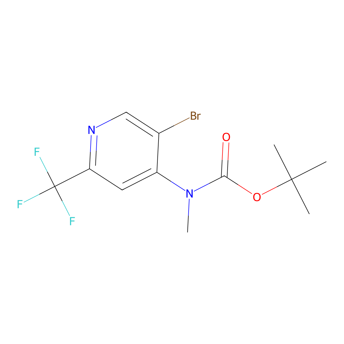 tert-butyl N-[5-bromo-2-(trifluoromethyl)pyridin-4-yl]-N-methylcarbamate molecular structure, CAS 2680840-40-6