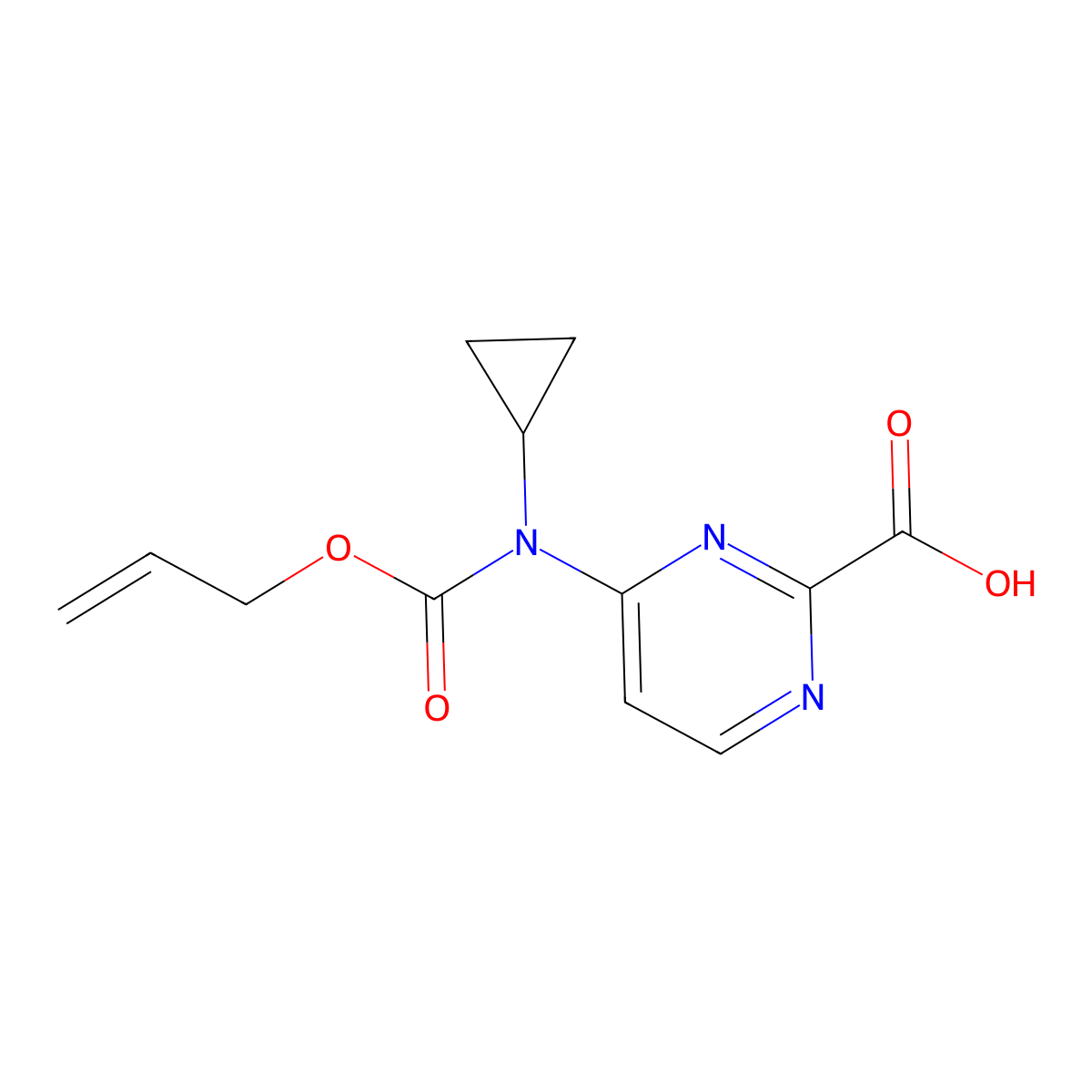 4-{Cyclopropyl[(prop-2-en-1-yloxy)carbonyl]amino}pyrimidine-2-carboxylic acid molecular structure, CAS 2680840-49-5