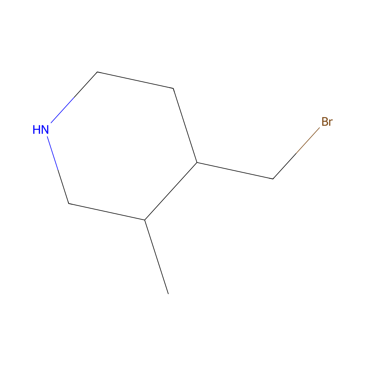 4-(Bromomethyl)-3-methylpiperidine molecular structure, CAS 2680840-58-6