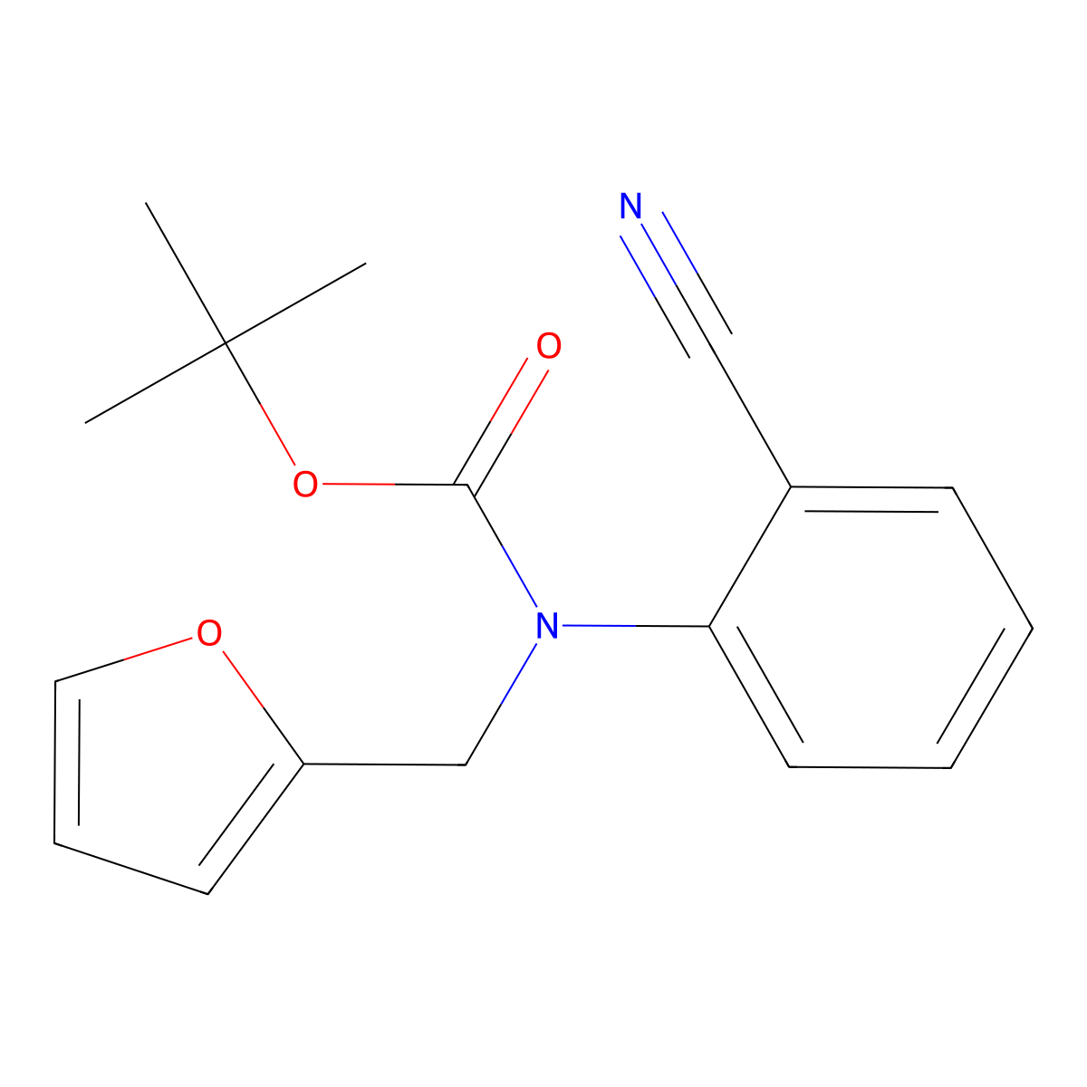 tert-butyl N-(2-cyanophenyl)-N-[(furan-2-yl)methyl]carbamate molecular structure, CAS 2680840-59-7