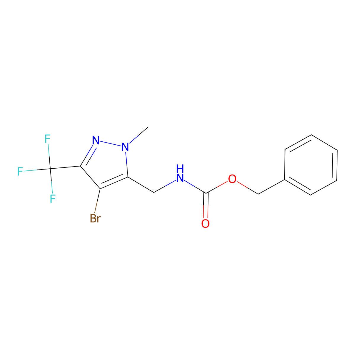 benzyl N-{[4-bromo-1-methyl-3-(trifluoromethyl)-1H-pyrazol-5-yl]methyl}carbamate molecular structure, CAS 2680840-61-1