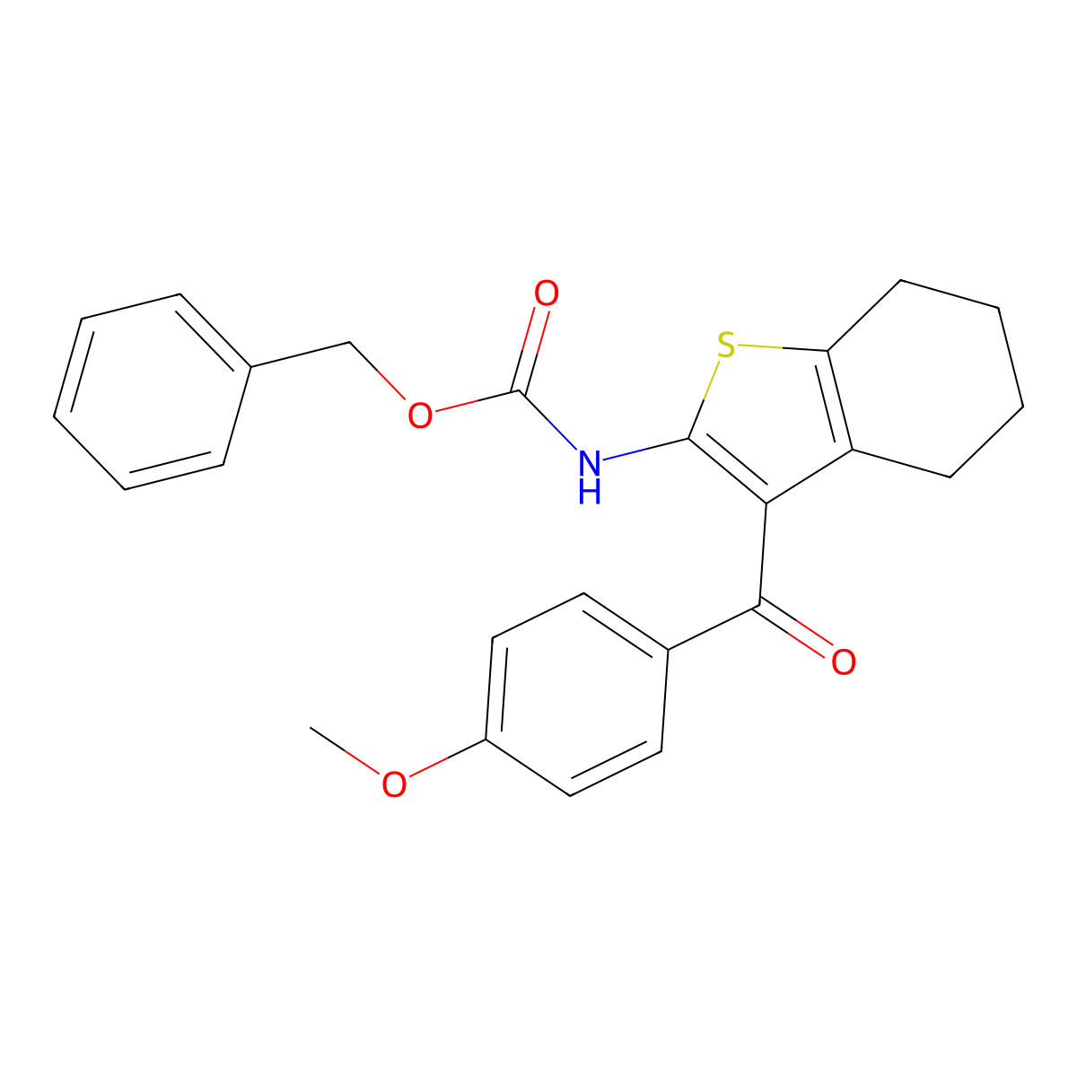benzyl N-[3-(4-methoxybenzoyl)-4,5,6,7-tetrahydro-1-benzothiophen-2-yl]carbamate molecular structure, CAS 2680840-68-8