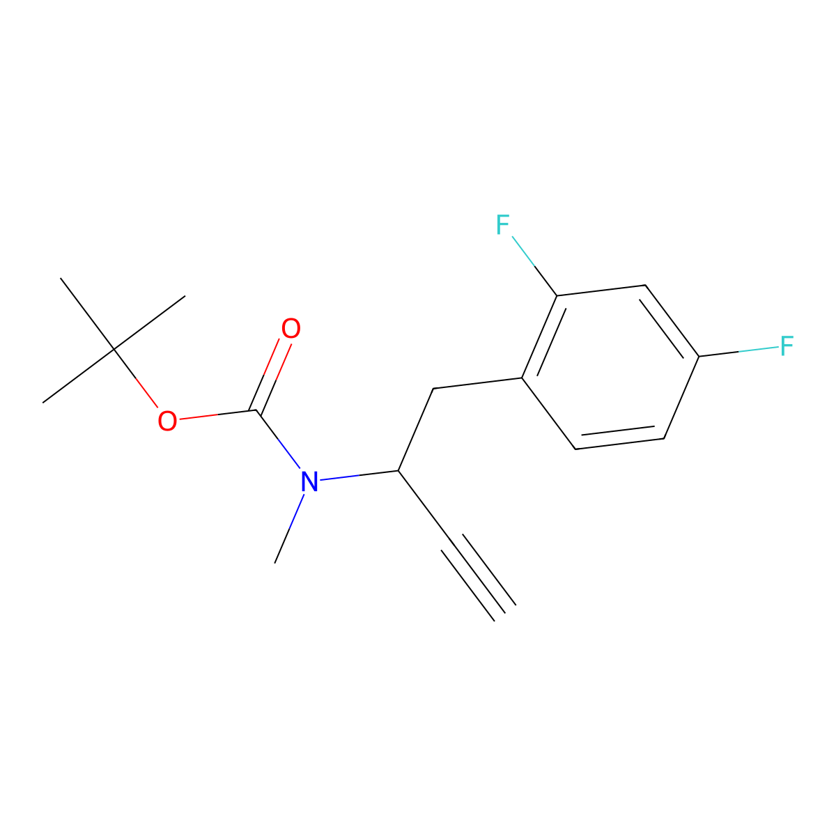 tert-butyl N-[1-(2,4-difluorophenyl)but-3-yn-2-yl]-N-methylcarbamate molecular structure, CAS 2680840-71-3
