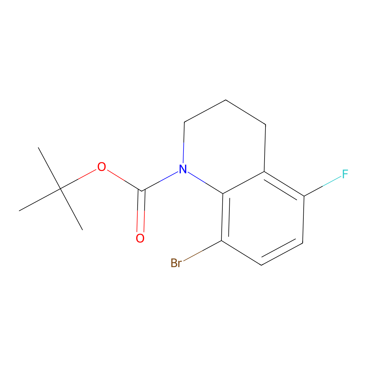 Tert-butyl 8-bromo-5-fluoro-1,2,3,4-tetrahydroquinoline-1-carboxylate molecular structure, CAS 2680840-76-8