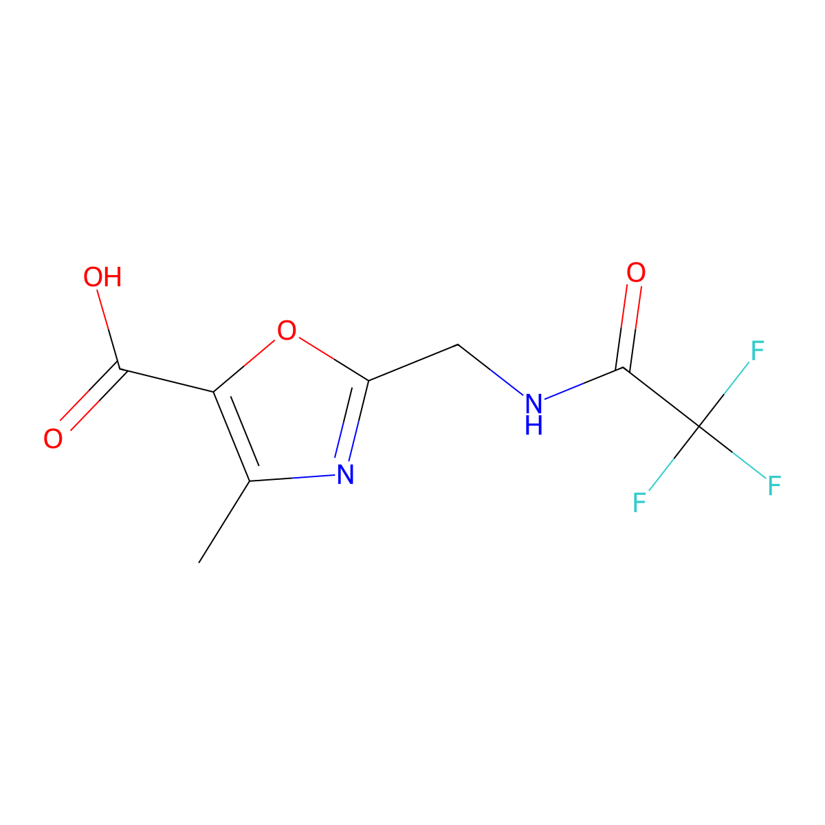 4-Methyl-2-[(2,2,2-trifluoroacetamido)methyl]-1,3-oxazole-5-carboxylic acid molecular structure, CAS 2680840-80-4