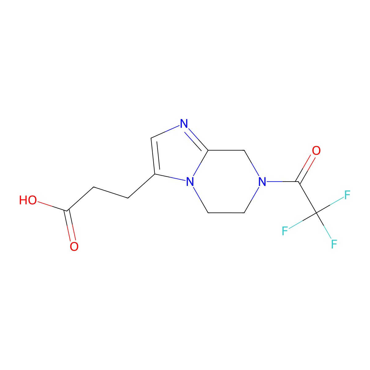 3-[7-(2,2,2-trifluoroacetyl)-5H,6H,7H,8H-imidazo[1,2-a]pyrazin-3-yl]propanoic acid molecular structure, CAS 2680840-87-1