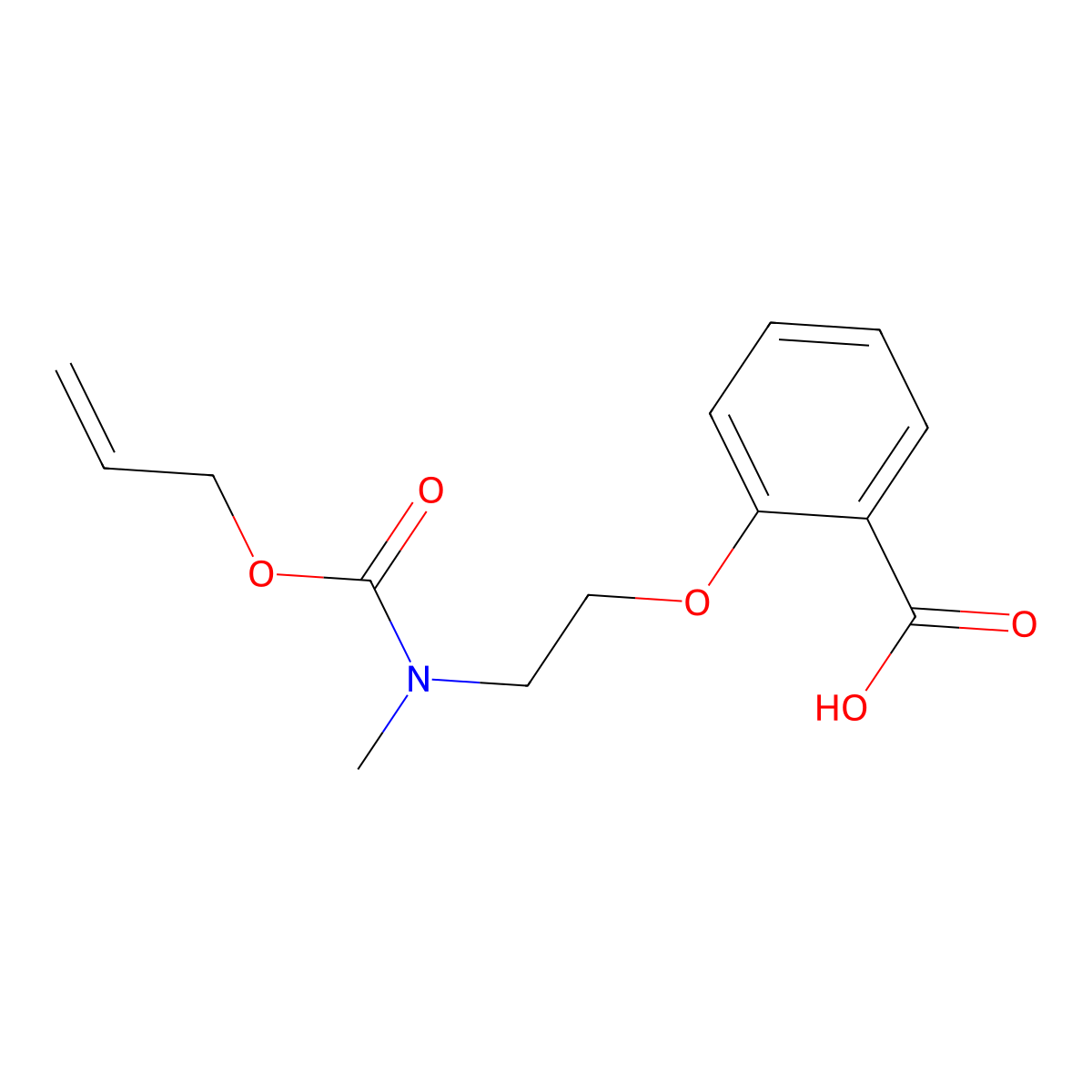 2-(2-{Methyl[(prop-2-en-1-yloxy)carbonyl]amino}ethoxy)benzoic acid molecular structure, CAS 2680840-89-3