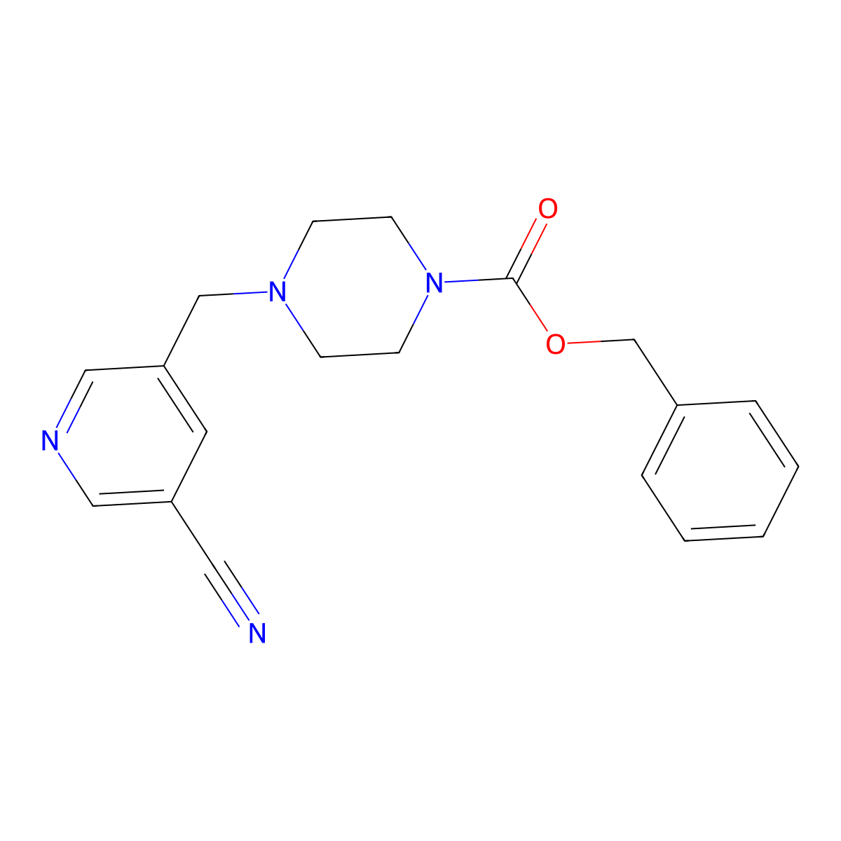 Benzyl 4-[(5-cyanopyridin-3-yl)methyl]piperazine-1-carboxylate molecular structure, CAS 2680840-93-9