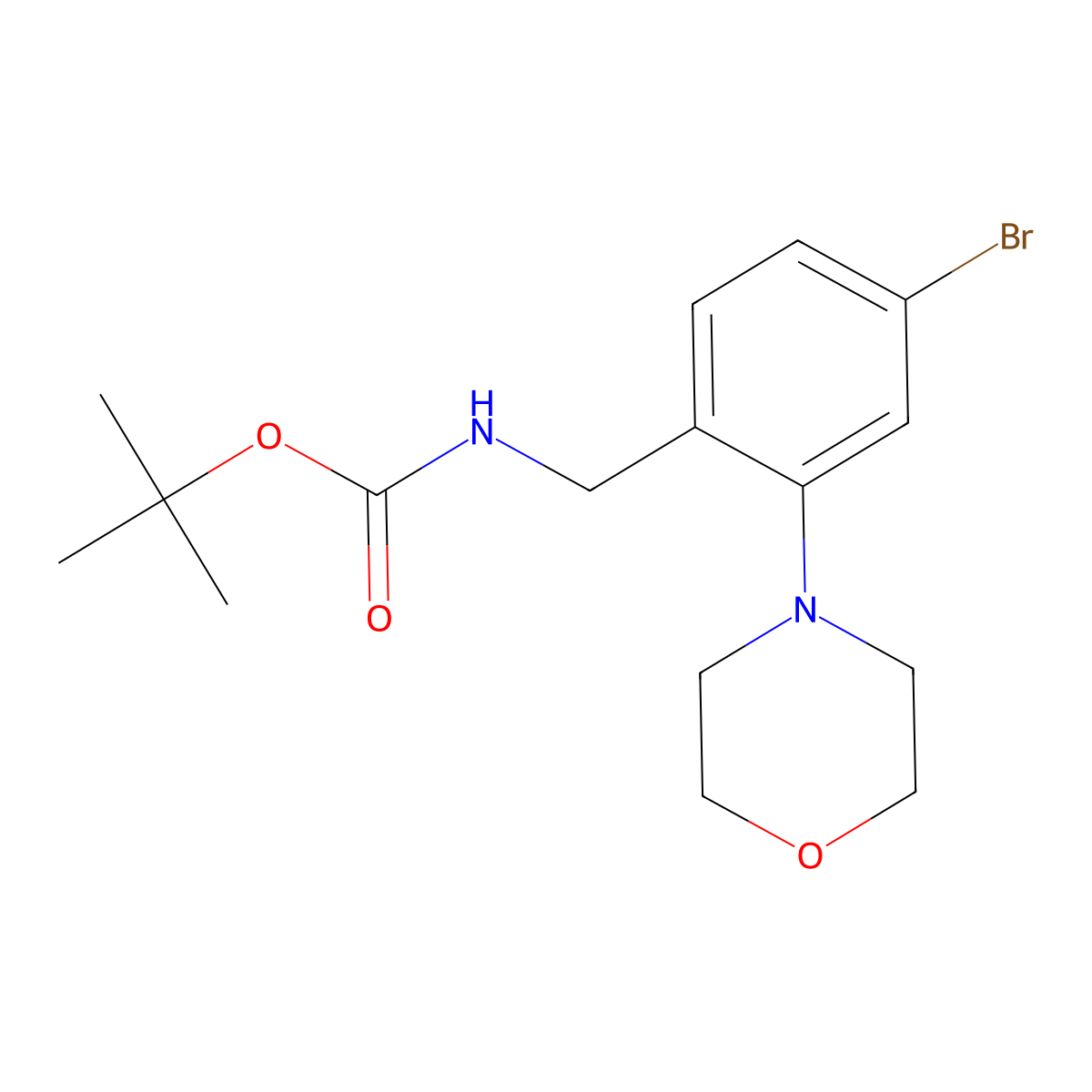 tert-butyl N-{[4-bromo-2-(morpholin-4-yl)phenyl]methyl}carbamate molecular structure, CAS 2680841-00-1