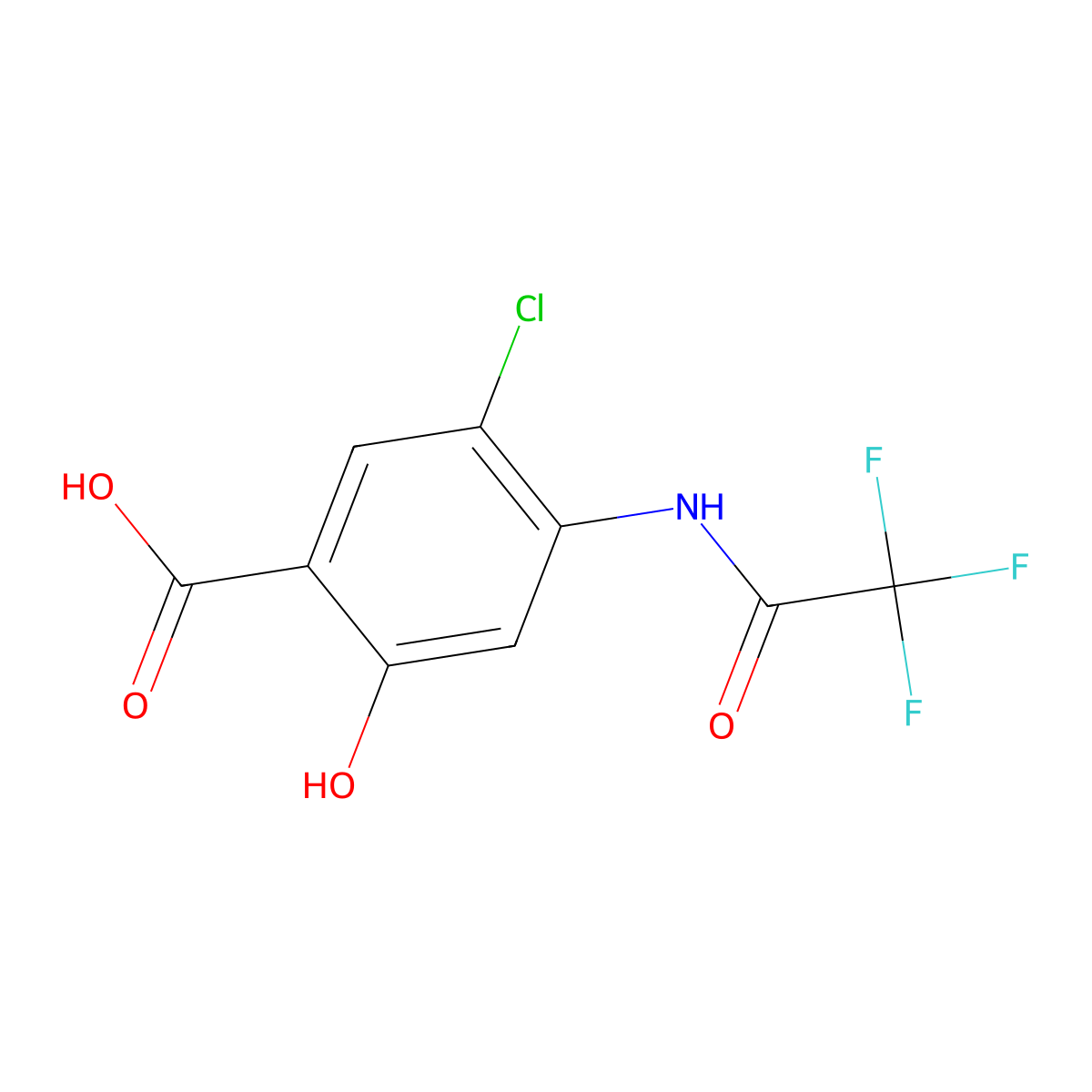 5-Chloro-2-hydroxy-4-(2,2,2-trifluoroacetamido)benzoic acid molecular structure, CAS 2680841-10-3