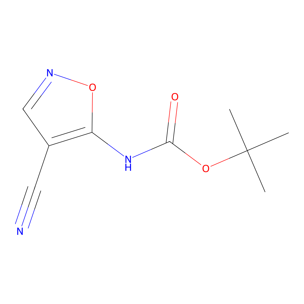 tert-butyl N-(4-cyano-1,2-oxazol-5-yl)carbamate molecular structure, CAS 2680841-11-4