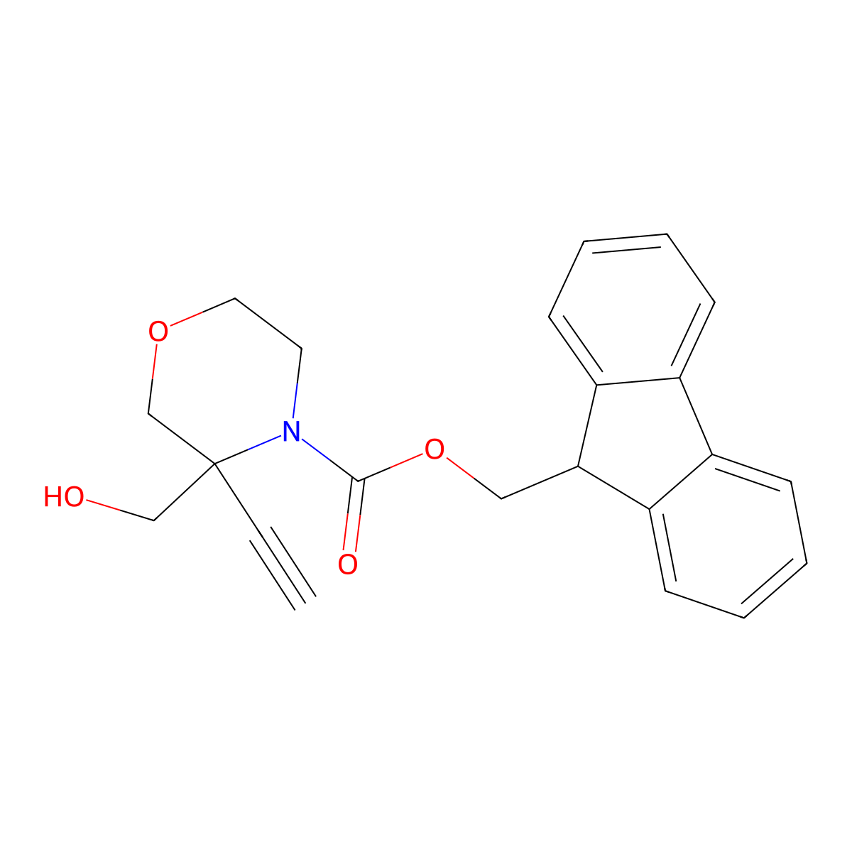 (9H-fluoren-9-yl)methyl 3-ethynyl-3-(hydroxymethyl)morpholine-4-carboxylate molecular structure, CAS 2680841-17-0
