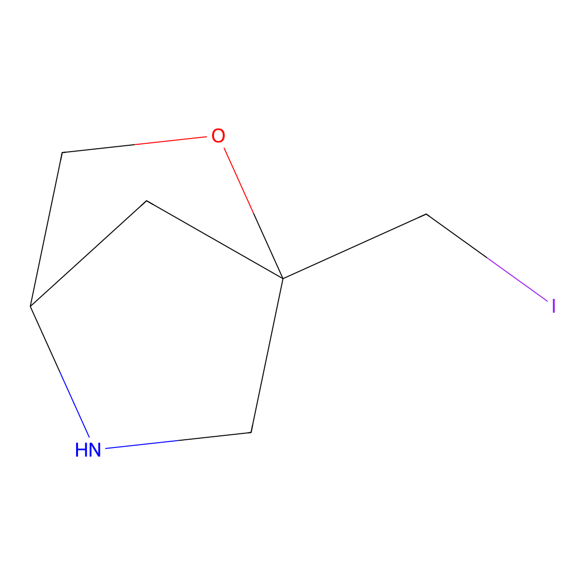 1-(Iodomethyl)-2-oxa-5-azabicyclo[2.2.1]heptane molecular structure, CAS 2680841-23-8