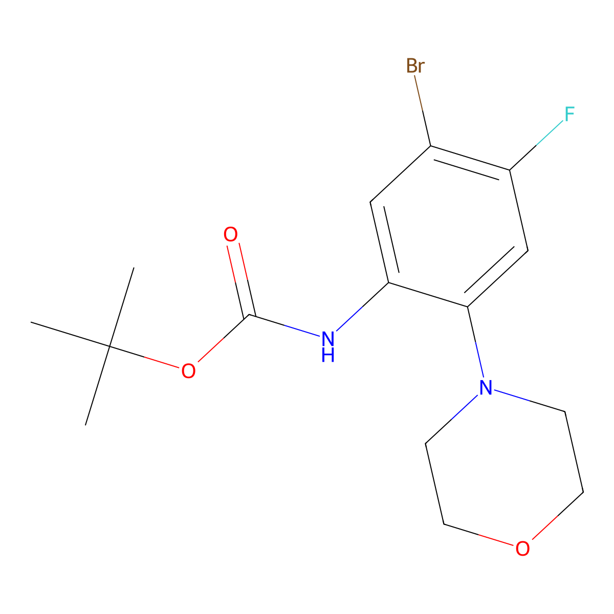 tert-butyl N-[5-bromo-4-fluoro-2-(morpholin-4-yl)phenyl]carbamate molecular structure, CAS 2680841-26-1