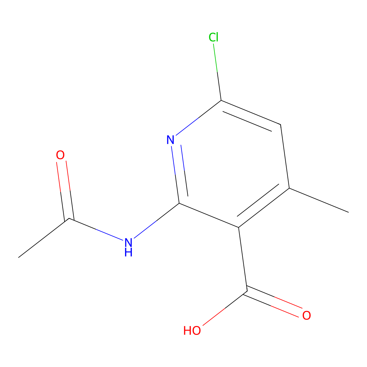 6-Chloro-2-acetamido-4-methylpyridine-3-carboxylic acid molecular structure, CAS 2680841-27-2