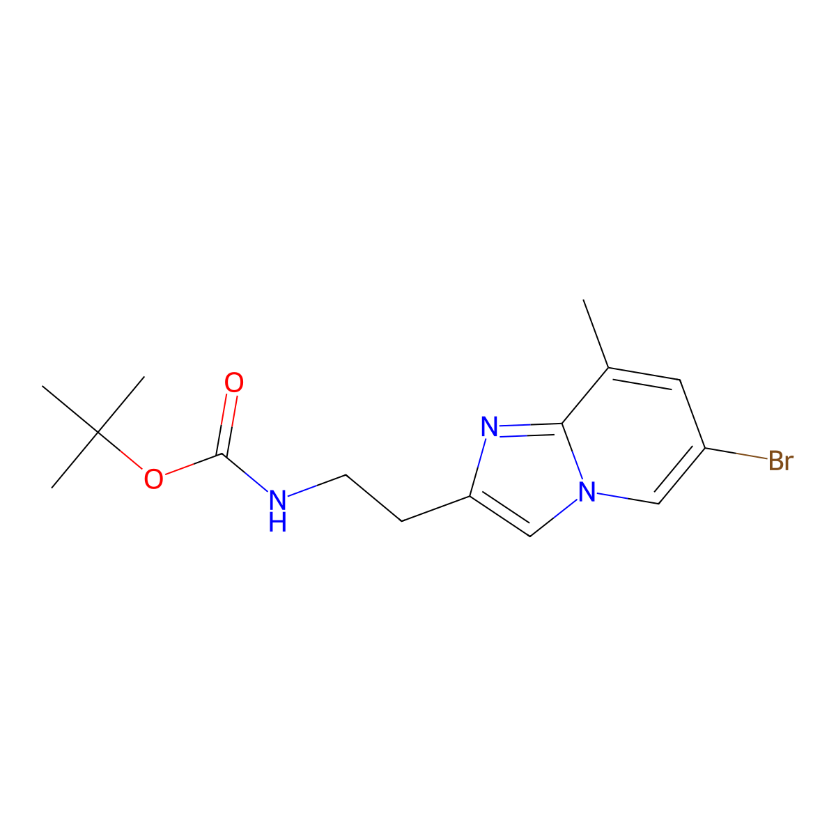 tert-butyl N-(2-{6-bromo-8-methylimidazo[1,2-a]pyridin-2-yl}ethyl)carbamate molecular structure, CAS 2680841-28-3