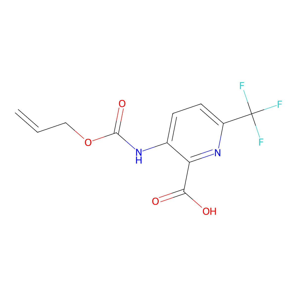 3-{[(Prop-2-en-1-yloxy)carbonyl]amino}-6-(trifluoromethyl)pyridine-2-carboxylic acid molecular structure, CAS 2680841-39-6