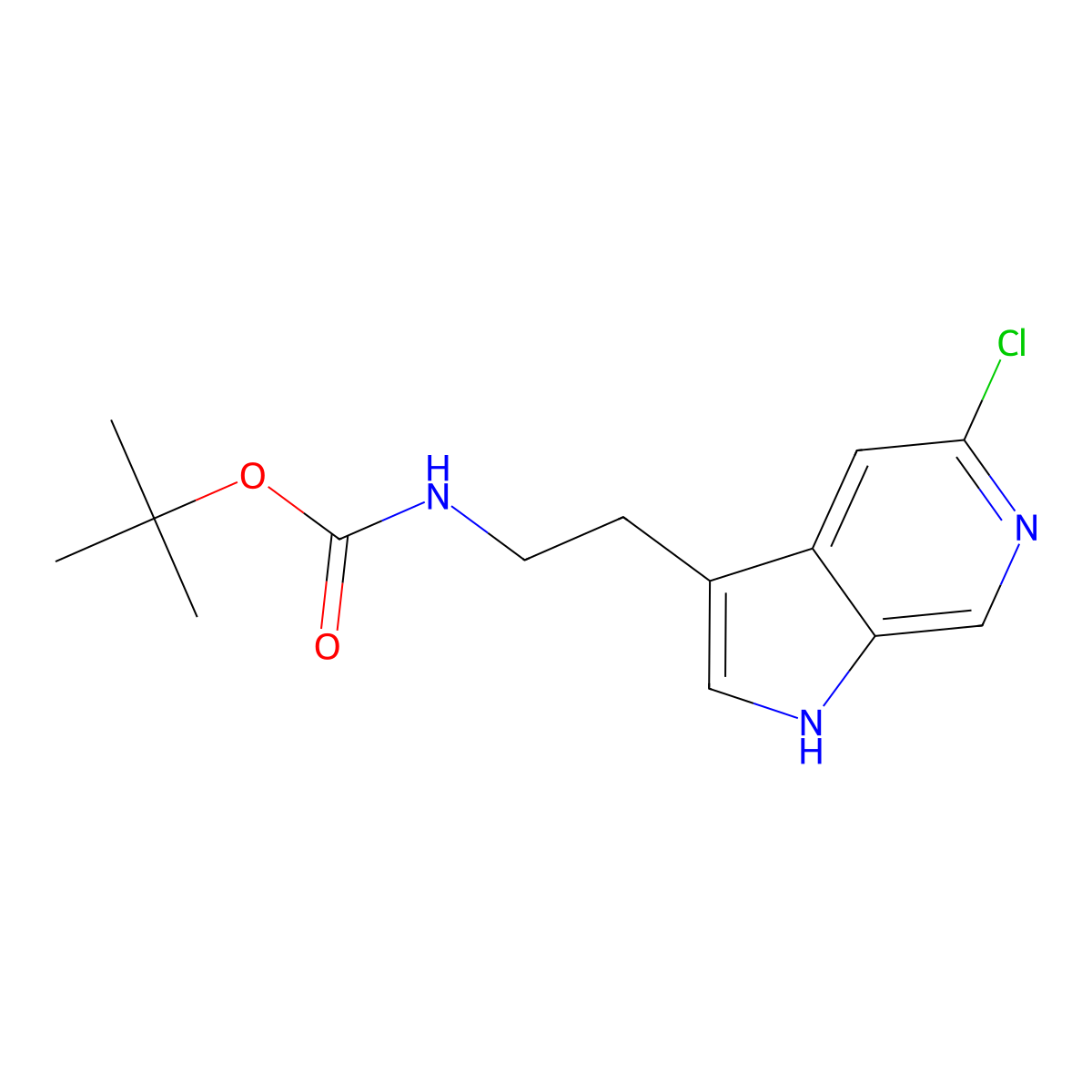 tert-butyl N-(2-{5-chloro-1H-pyrrolo[2,3-c]pyridin-3-yl}ethyl)carbamate molecular structure, CAS 2680841-43-2