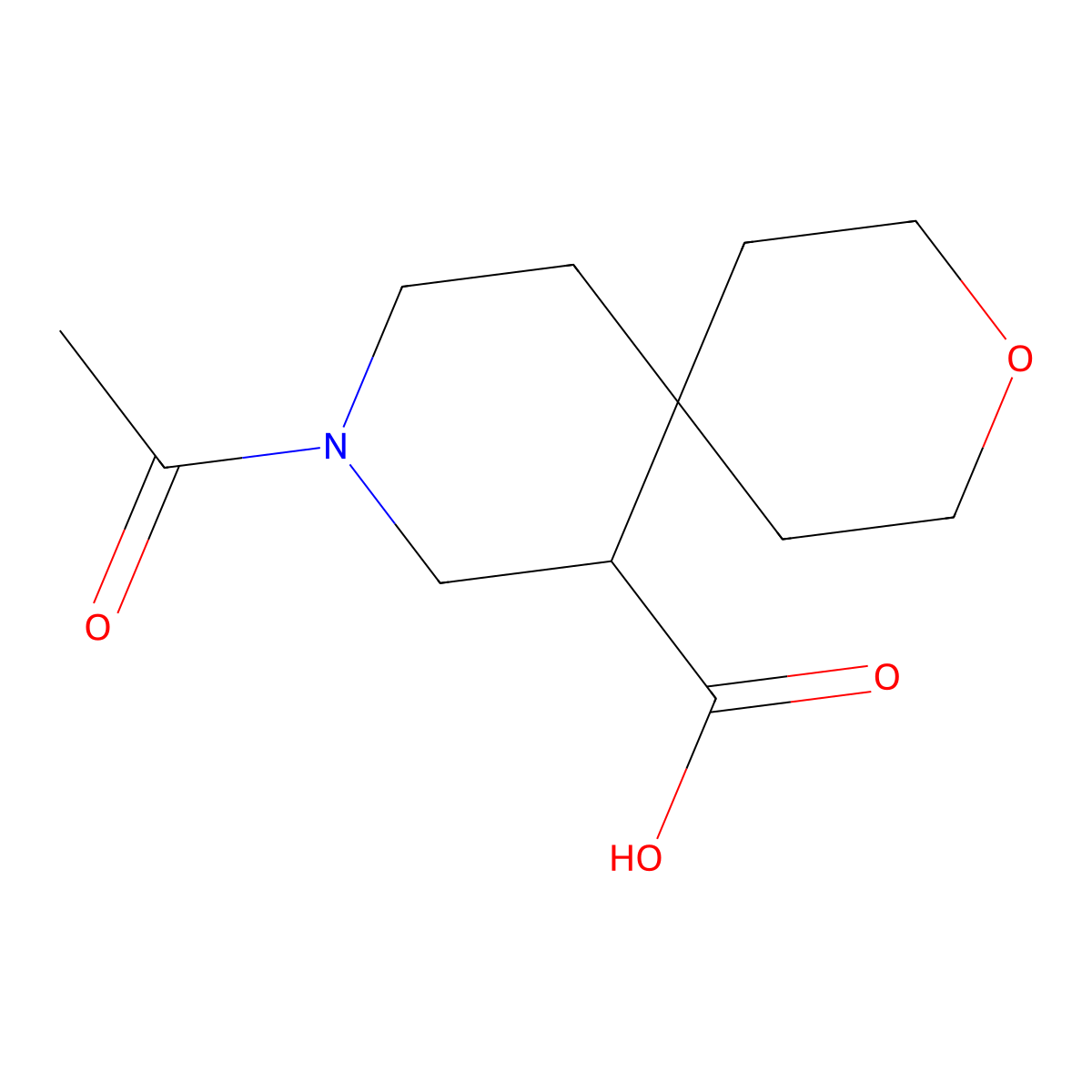 9-Acetyl-3-oxa-9-azaspiro[5.5]undecane-7-carboxylic acid molecular structure, CAS 2680841-52-3