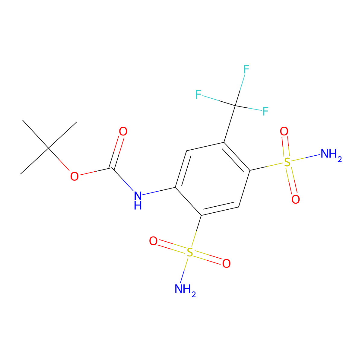 tert-butyl N-[2,4-disulfamoyl-5-(trifluoromethyl)phenyl]carbamate molecular structure, CAS 2680841-64-7