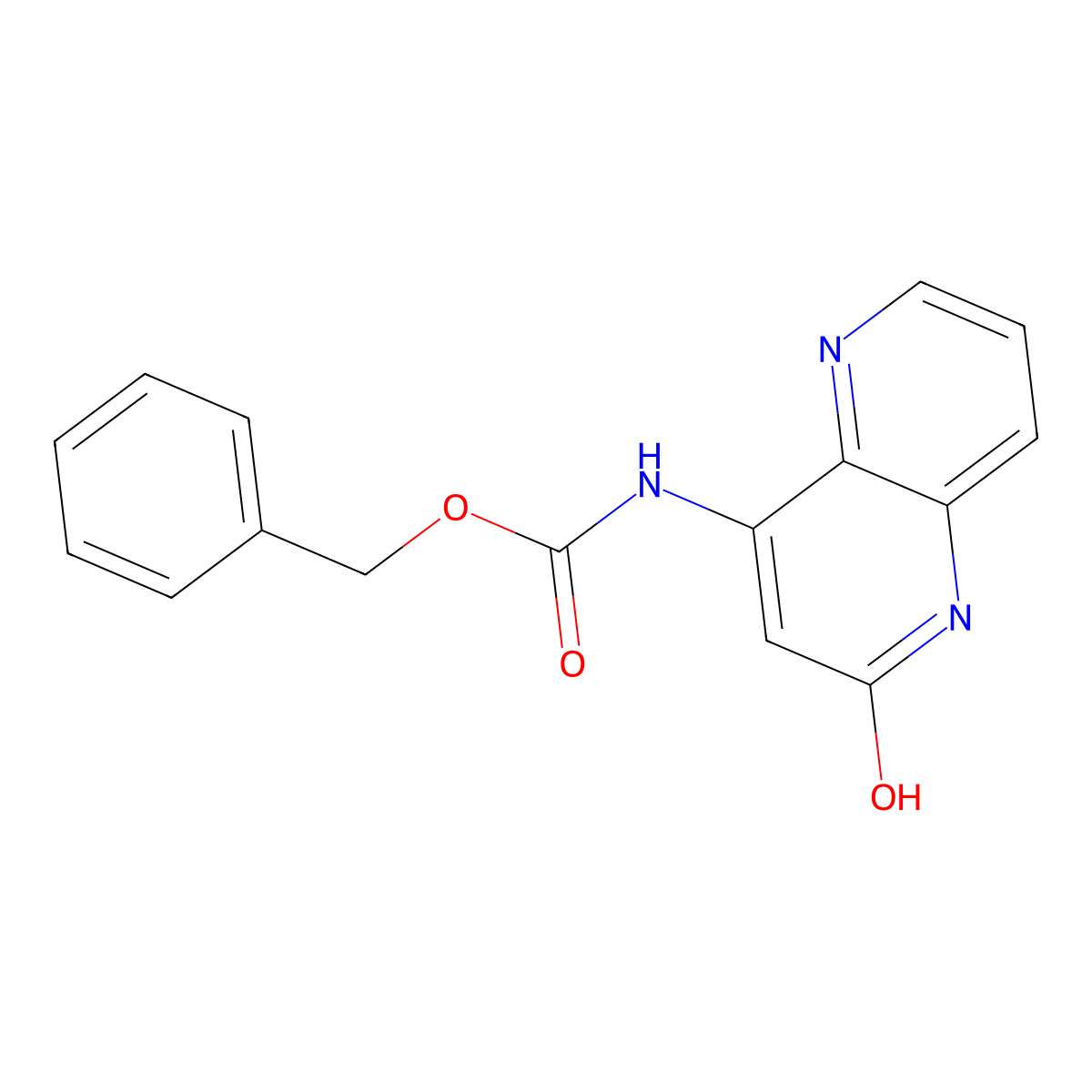 benzyl N-(2-hydroxy-1,5-naphthyridin-4-yl)carbamate molecular structure, CAS 2680841-70-5