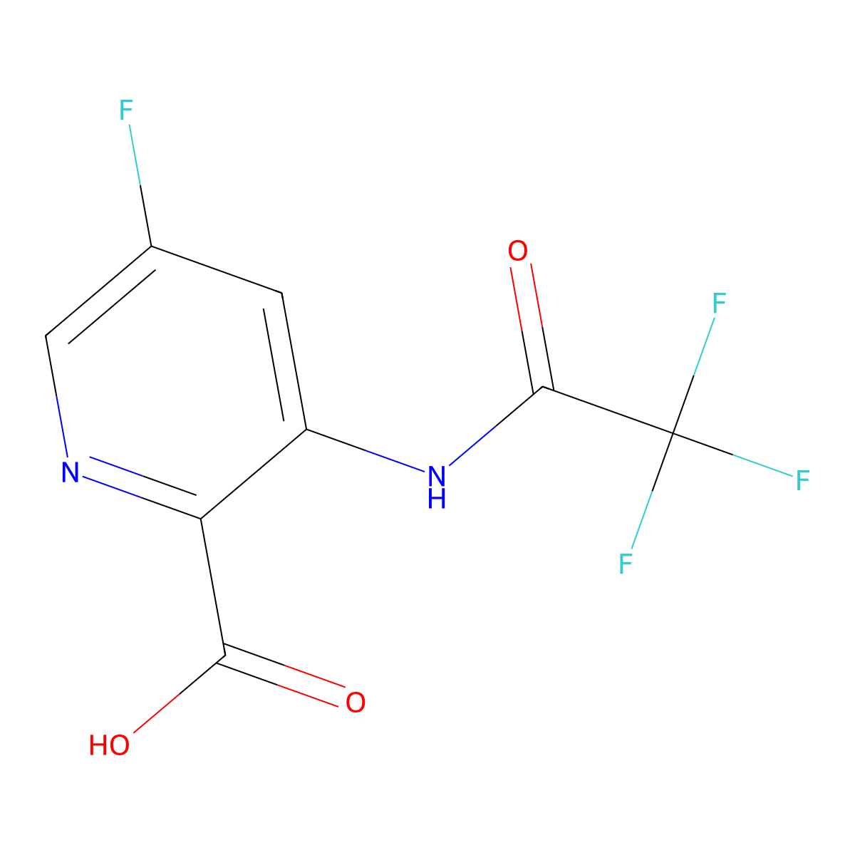 5-Fluoro-3-(2,2,2-trifluoroacetamido)pyridine-2-carboxylic acid molecular structure, CAS 2680841-72-7