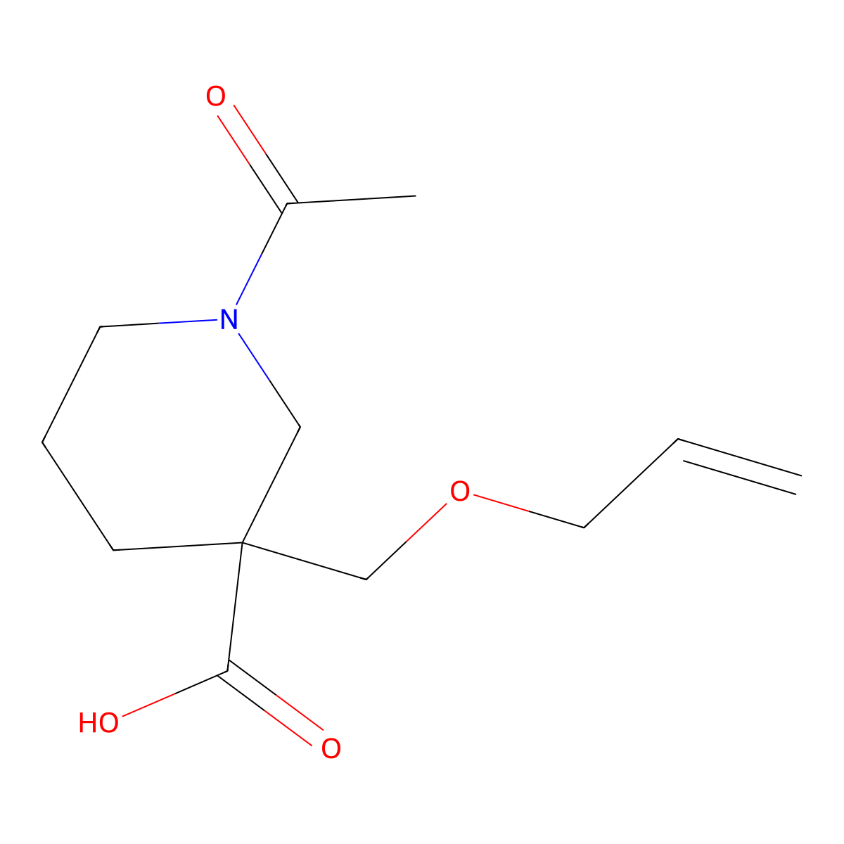 1-Acetyl-3-[(prop-2-en-1-yloxy)methyl]piperidine-3-carboxylic acid molecular structure, CAS 2680841-73-8