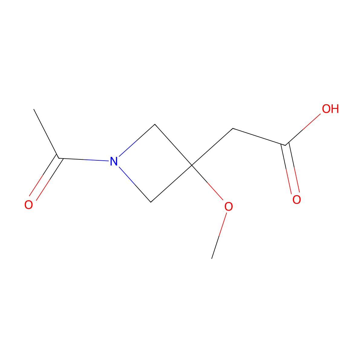 2-(1-Acetyl-3-methoxyazetidin-3-yl)acetic acid molecular structure, CAS 2680841-75-0