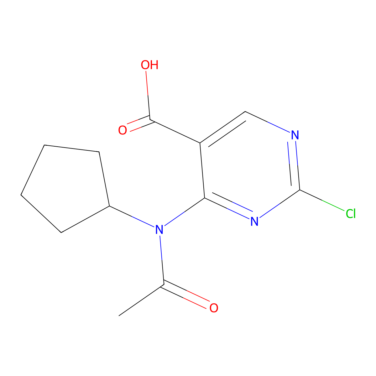 2-chloro-4-(N-cyclopentylacetamido)pyrimidine-5-carboxylic acid molecular structure, CAS 2680841-76-1