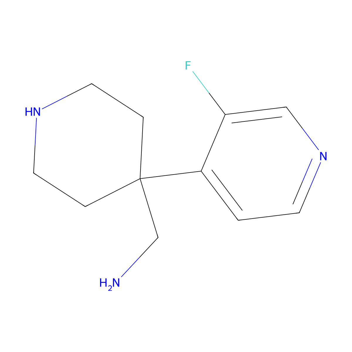 1-[4-(3-Fluoropyridin-4-yl)piperidin-4-yl]methanamine molecular structure, CAS 2680841-77-2