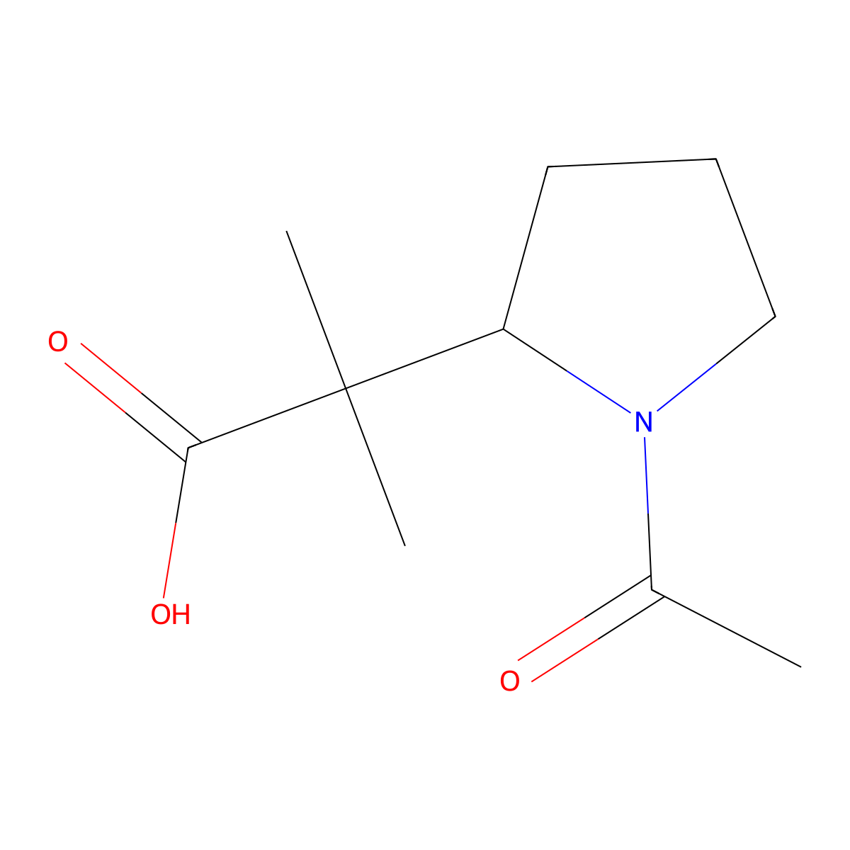 2-(1-Acetylpyrrolidin-2-yl)-2-methylpropanoic acid molecular structure, CAS 2680841-78-3