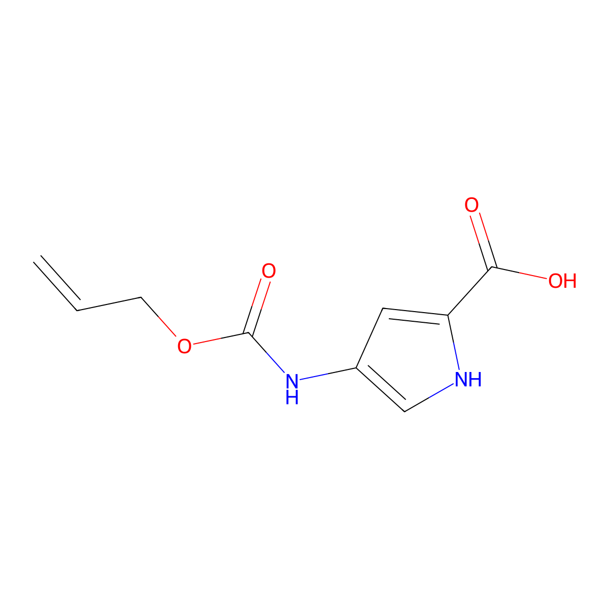4-{[(prop-2-en-1-yloxy)carbonyl]amino}-1H-pyrrole-2-carboxylic acid molecular structure, CAS 2680841-83-0