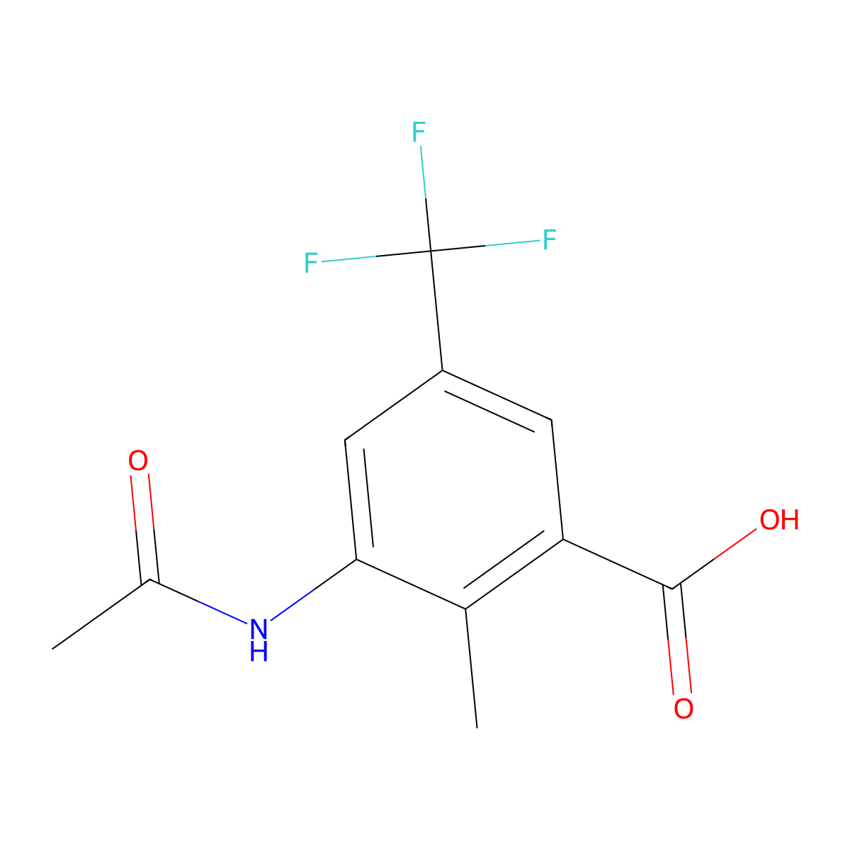 3-Acetamido-2-methyl-5-(trifluoromethyl)benzoic acid molecular structure, CAS 2680841-91-0