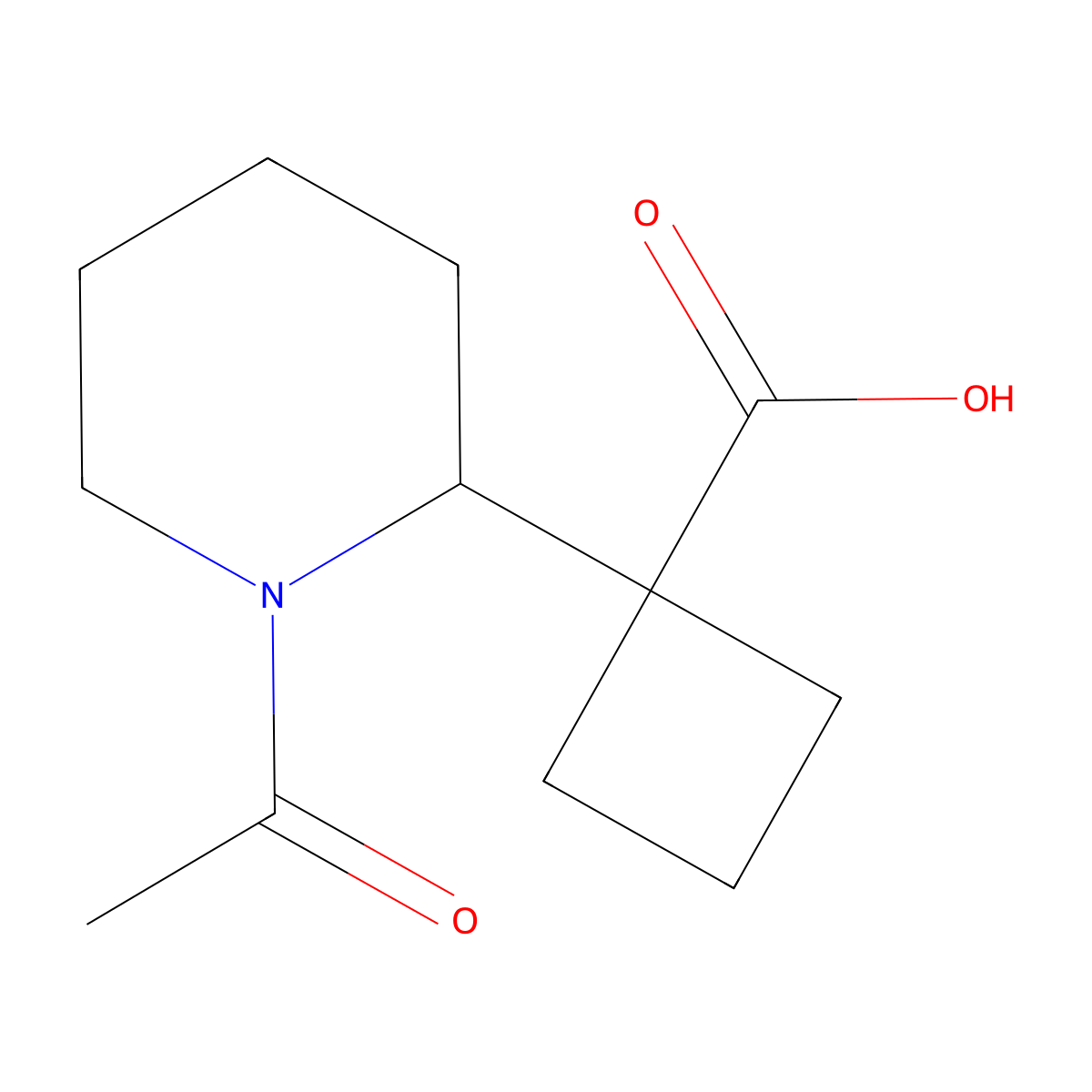 1-(1-Acetylpiperidin-2-yl)cyclobutane-1-carboxylic acid molecular structure, CAS 2680841-99-8